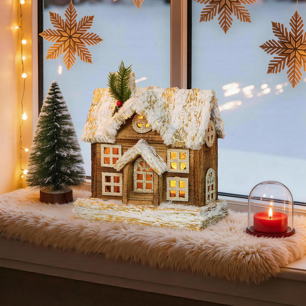 WEIHNACHTSHAUS HTHD0249 - Braun, Holz (15/26/23cm) - Hometopia