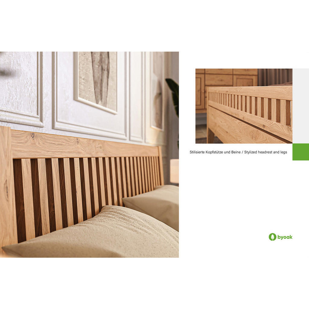 Thumbnail - byoak Massivholzbett, Alteiche, Holz, Echtholz,Kerneiche, 80x220 cm, Schlafzimmer, Betten