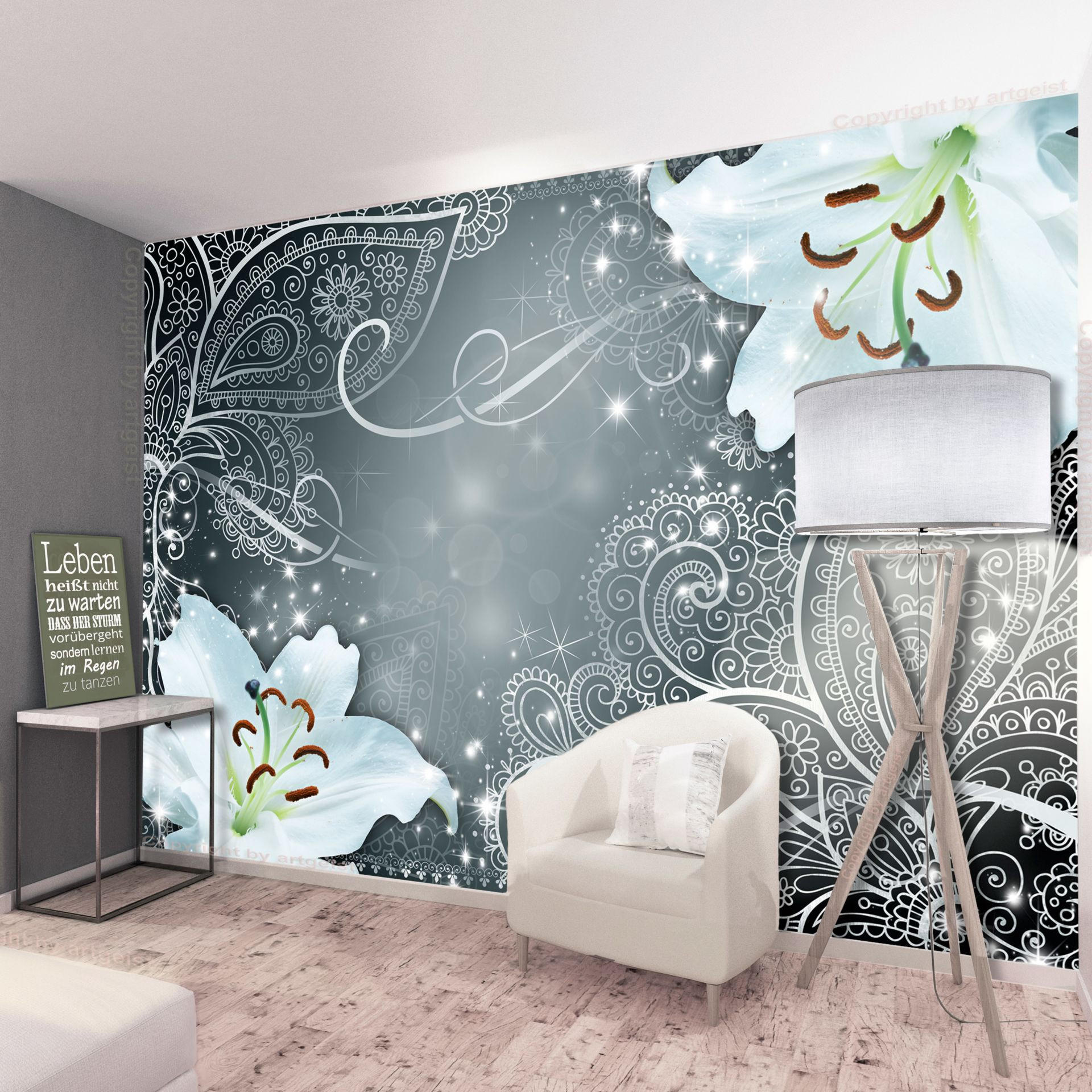 SELBSTKLEBENDE FOTOTAPETE 343/245 cm - Weiß/Grau, Kunststoff/Textil (343/1cm) - KUNSTLOFT