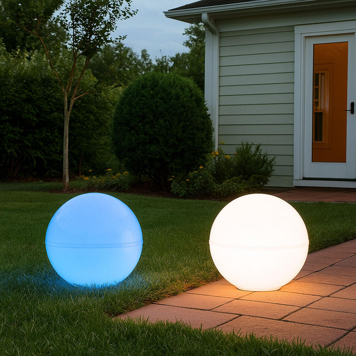 LED AUSSENLEUCHTE Weiß Smart opal 2er Set - Weiß, Kunststoff (20/20/51cm)