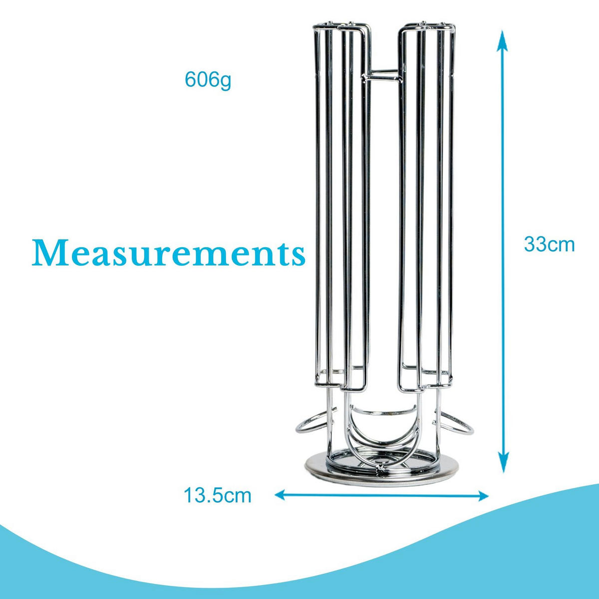 KAFFEE-KAPSELHALTER kompatibel mit Dolce Gusto Kapseln (24 Stück) - Silberfarben, Metall (13.5/33/13.5cm) - Intirilife