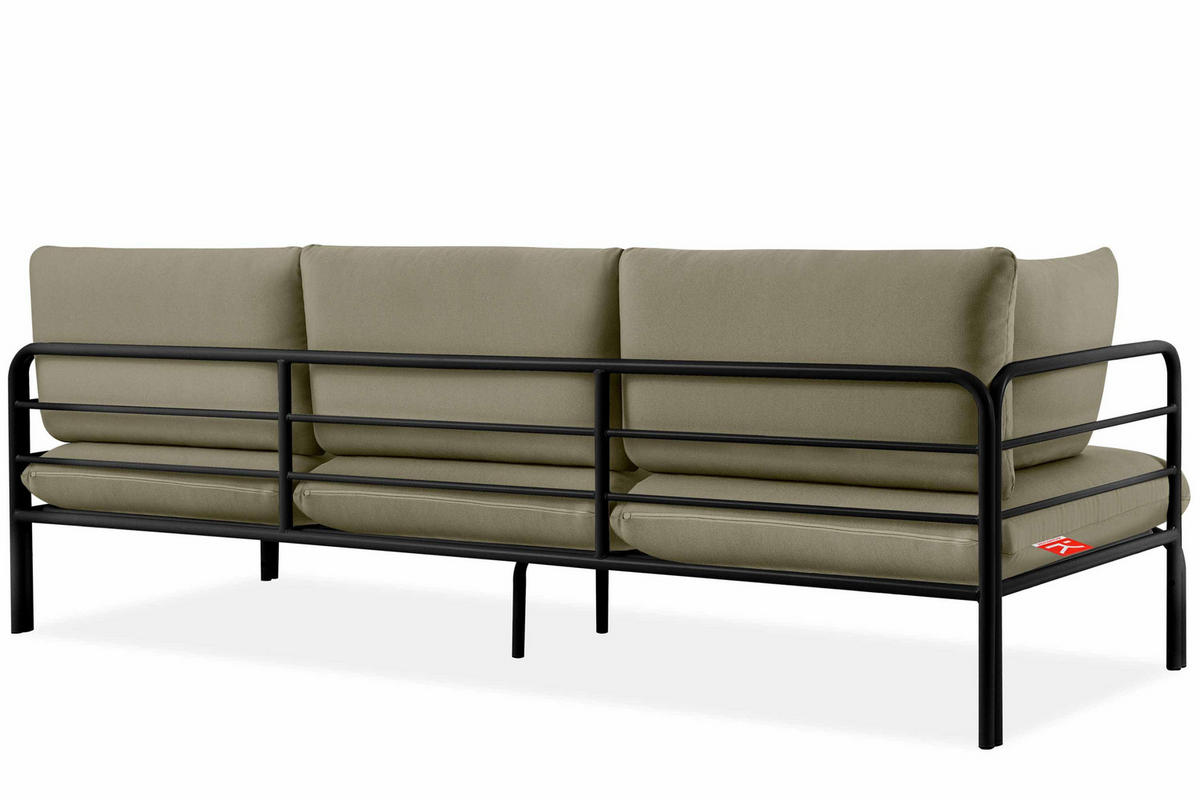GARTENSOFA RAMBE 3-Personen mit Kissen, Anthrazit/Beige - Dunkelgrau/Beige, Textil/Metall (225/80/80cm) - KONSIMO®