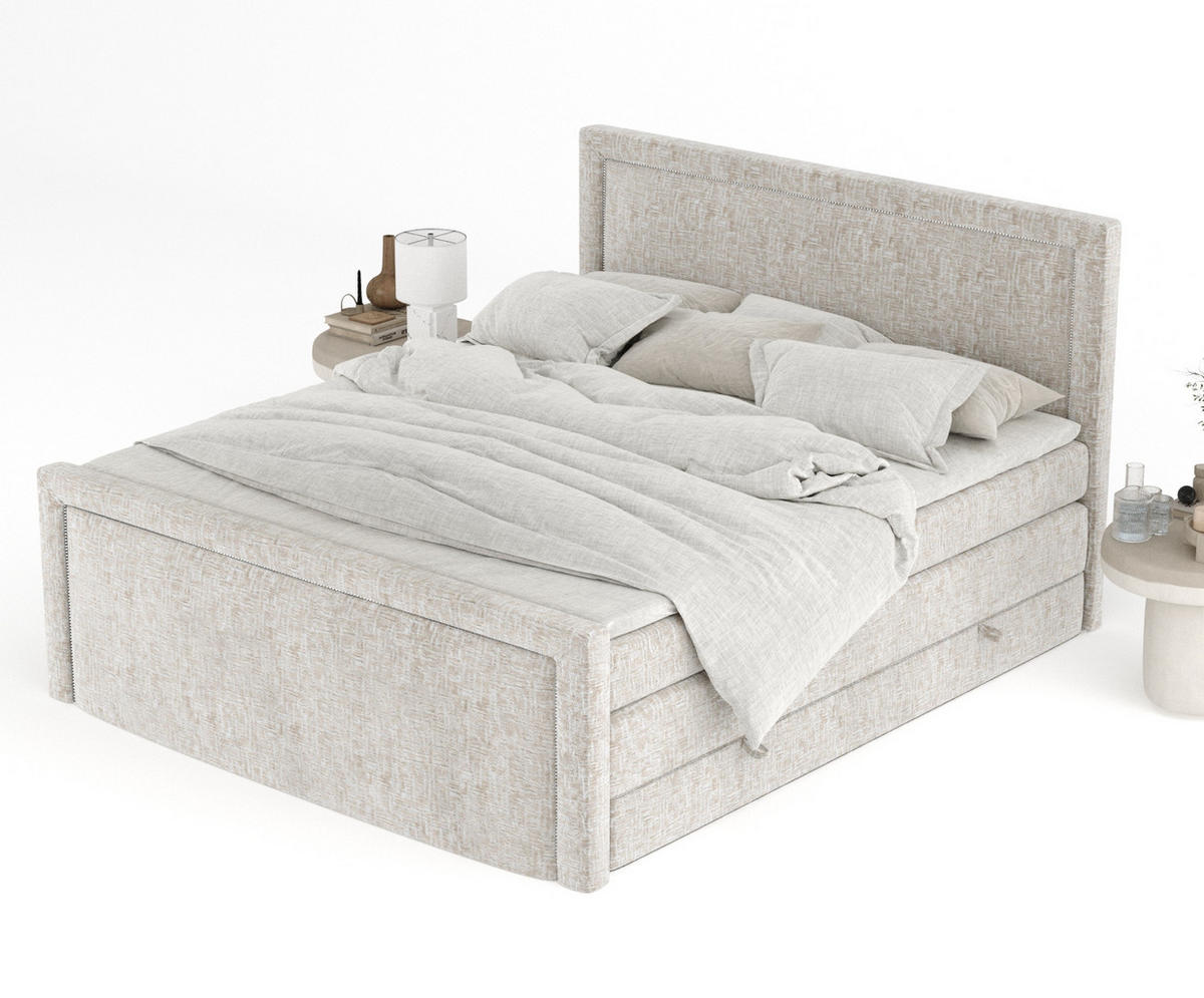 BOXSPRINGBETT Lavenda Beige 140/200 cm - Beige/Schwarz, Holz/Holzwerkstoff (140/200cm) - Maison de Reve