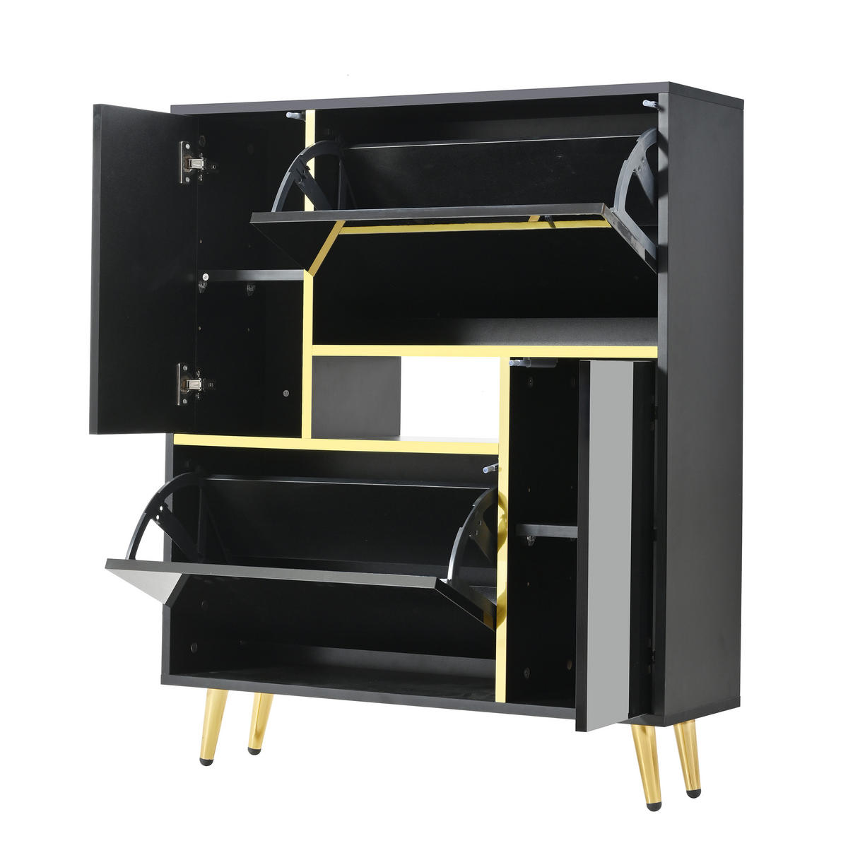 SCHUHSCHRANK Schwarz 80/25/96 cm - Schwarz, Holzwerkstoff (80/96/25cm) - PANGIVO
