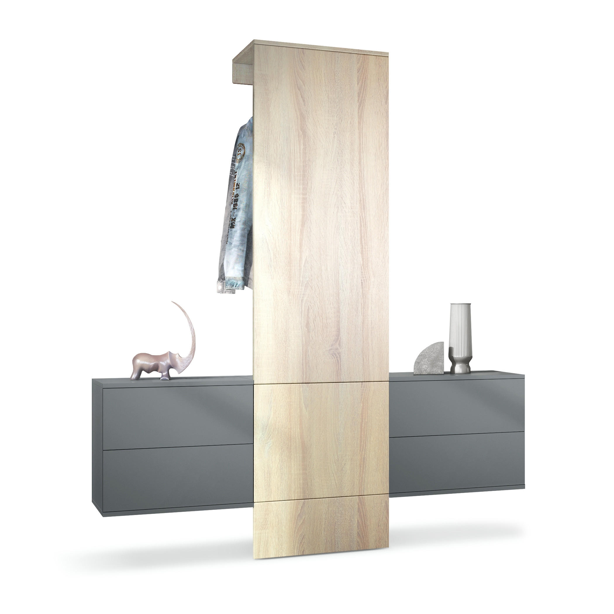 GARDEROBE Carlton Paneel in Eiche sägerau - Eiche San Remo, Holzwerkstoff (157/193/35cm) - Vladon