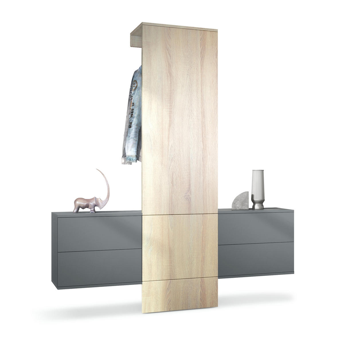 GARDEROBE Carlton Paneel in Eiche sägerau - Eiche San Remo, Holzwerkstoff (157/193/35cm) - Vladon
