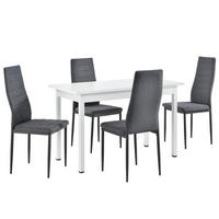 ESSGRUPPE Honningsvåg - Weiß/Grau, Holzwerkstoff/Textil (120/75/60cm) - [en.casa]