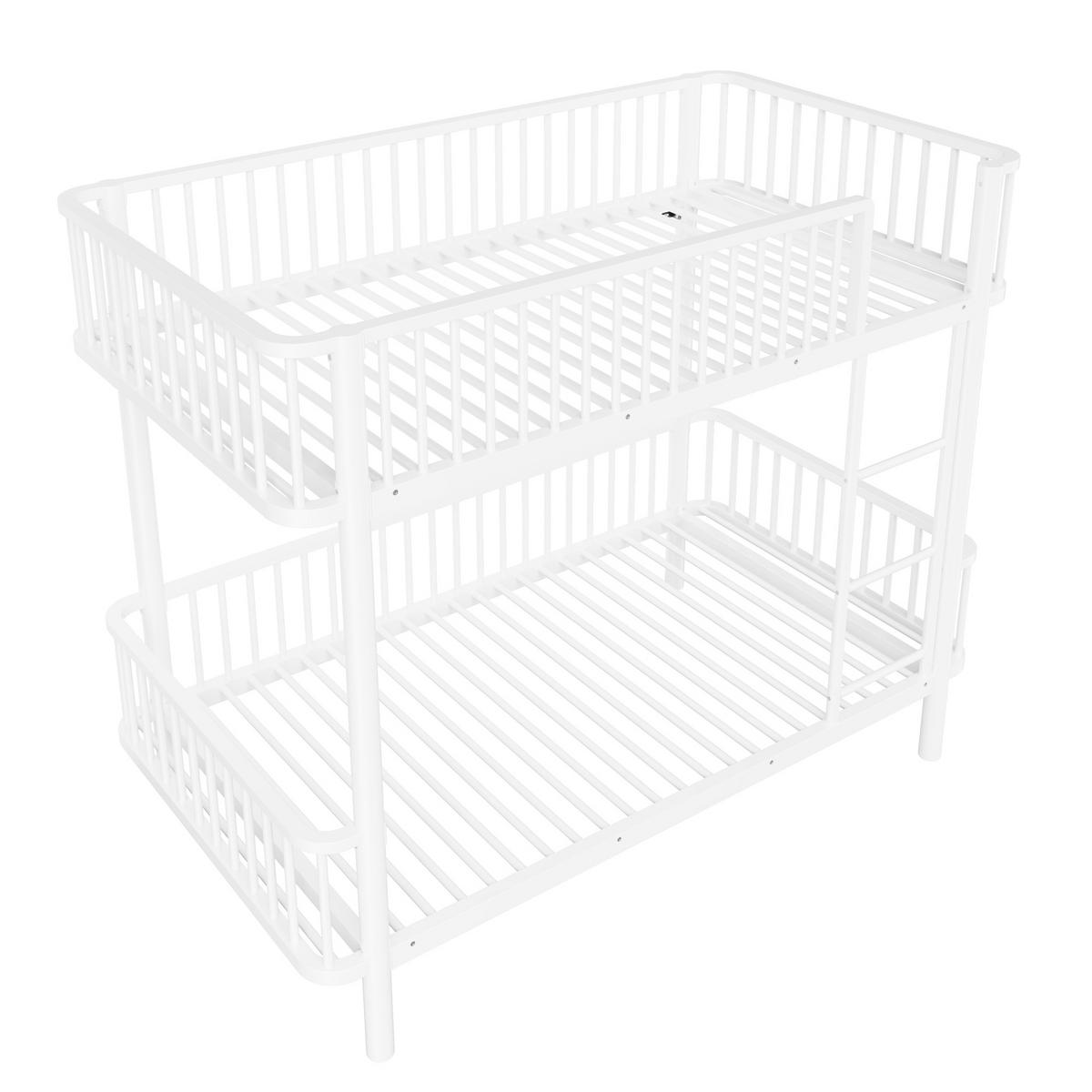 METALL-ETAGENBETT 90*200 mit Schutzgitter, Schwarz-Weiß - Weiß, Metall (90/200cm) - FLIEKS