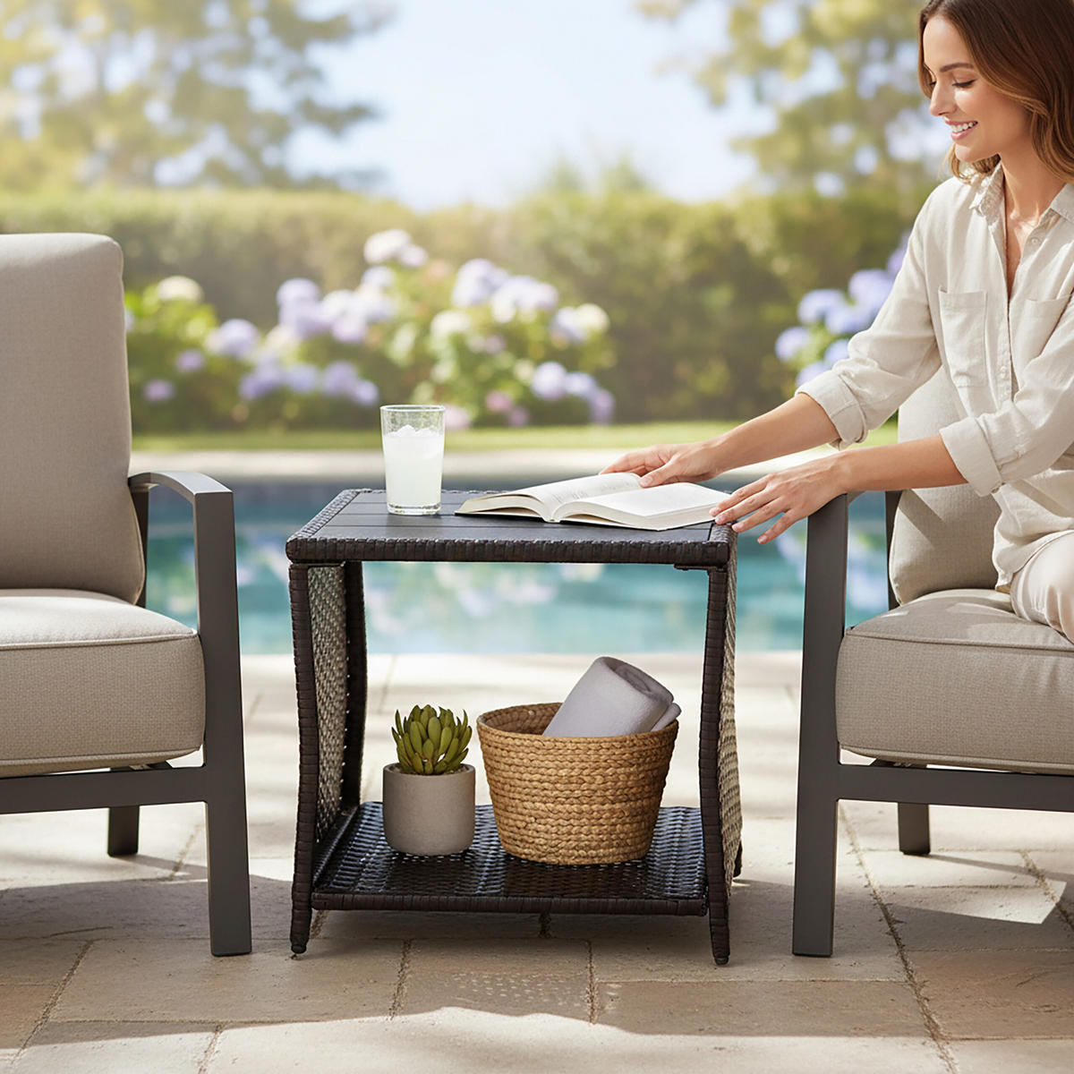 BALKONTISCH - Braun, Kunststoff/Metall (45/45/40cm) - Relaxdays