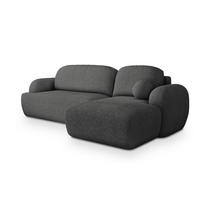 ECKSOFA MODENZA N R-S Grau Boucle-Stoff mit Schlaffunktion - Grau, Holz (266/148cm) - MASSENO