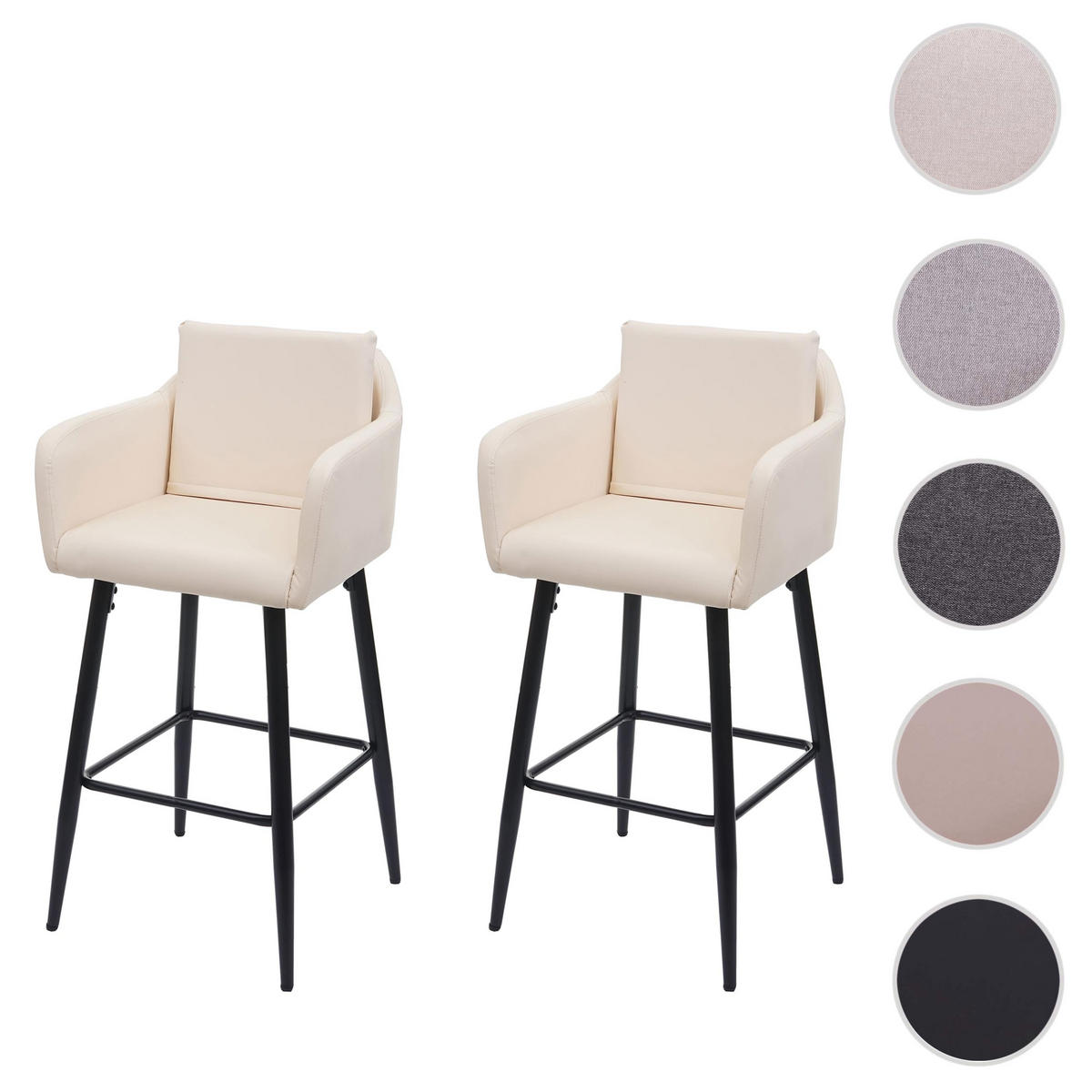 BARHOCKER Cremeweiß 2er-Set - Weiß, Textil (54/105/53cm) - MCW