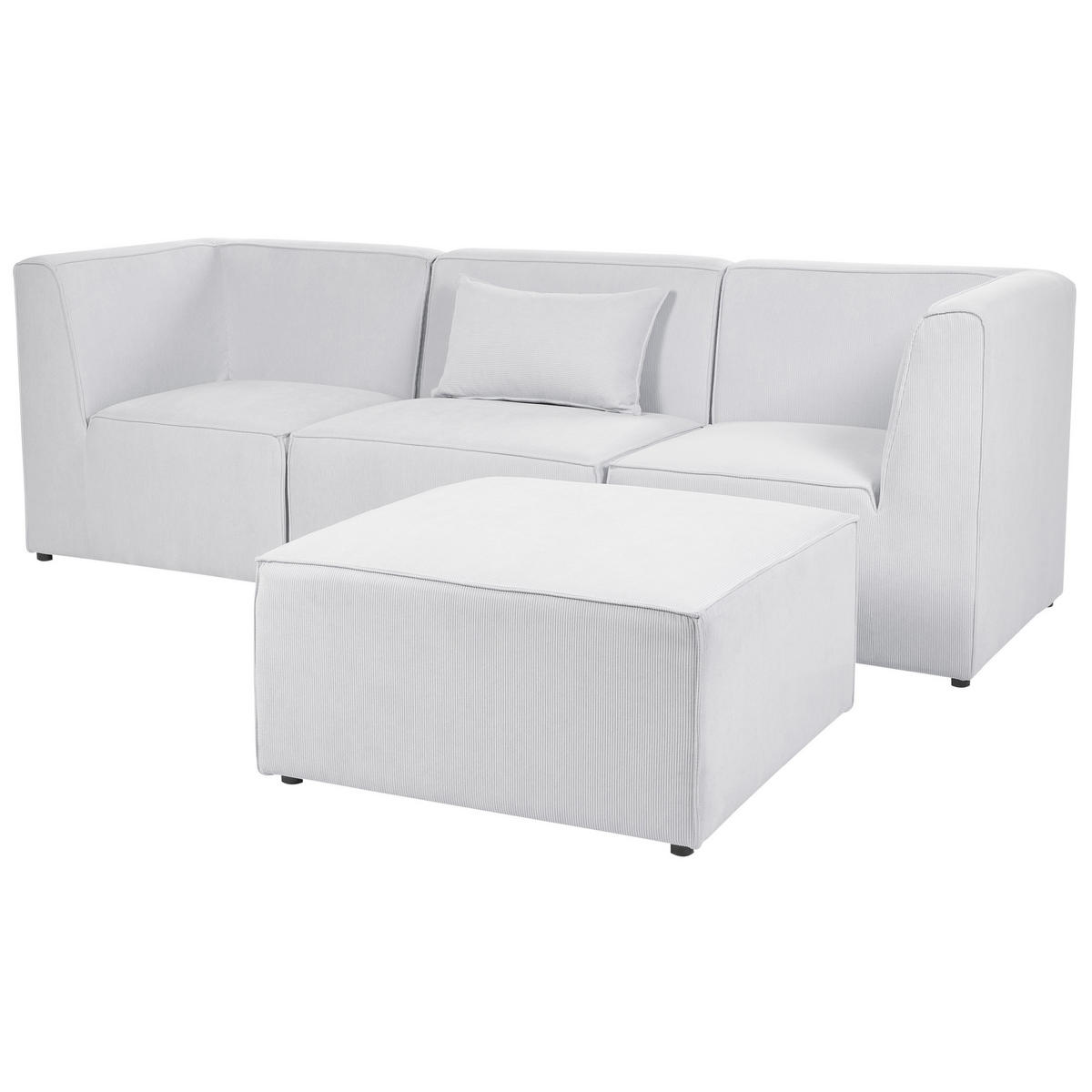 3-SITZER-SOFA Cord cremeweiß mit Ottomane Lemvig - Weiß, Textil (250/78/83cm) - Beliani