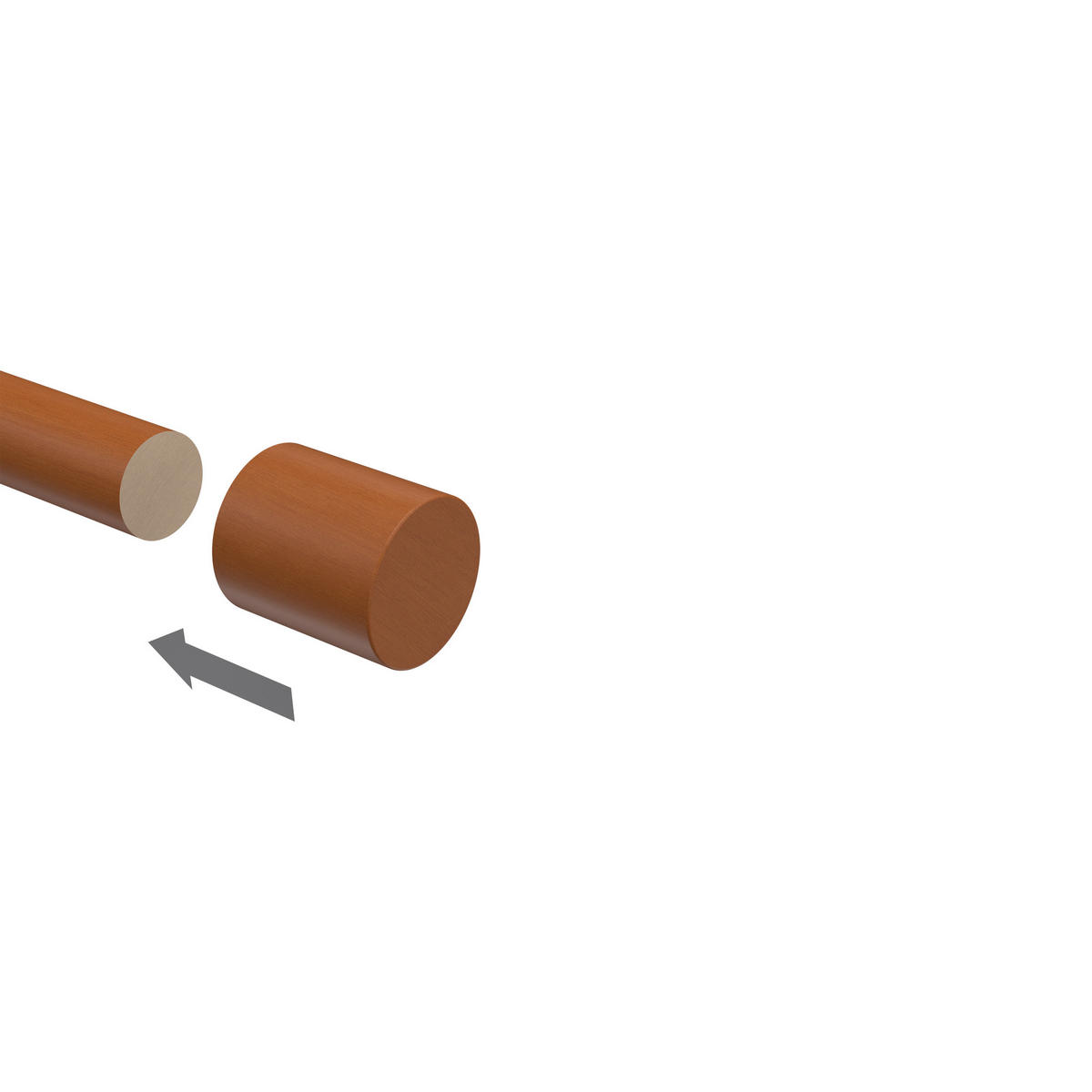 ENDSTÜCKE FÜR GARDINENSTANGEN 20 mm Ø, Feta Kirschbaum, Packung 2 Stück - Kirschbaumfarben, Holz (3.1/2.7/2.7cm) - INTERDECO