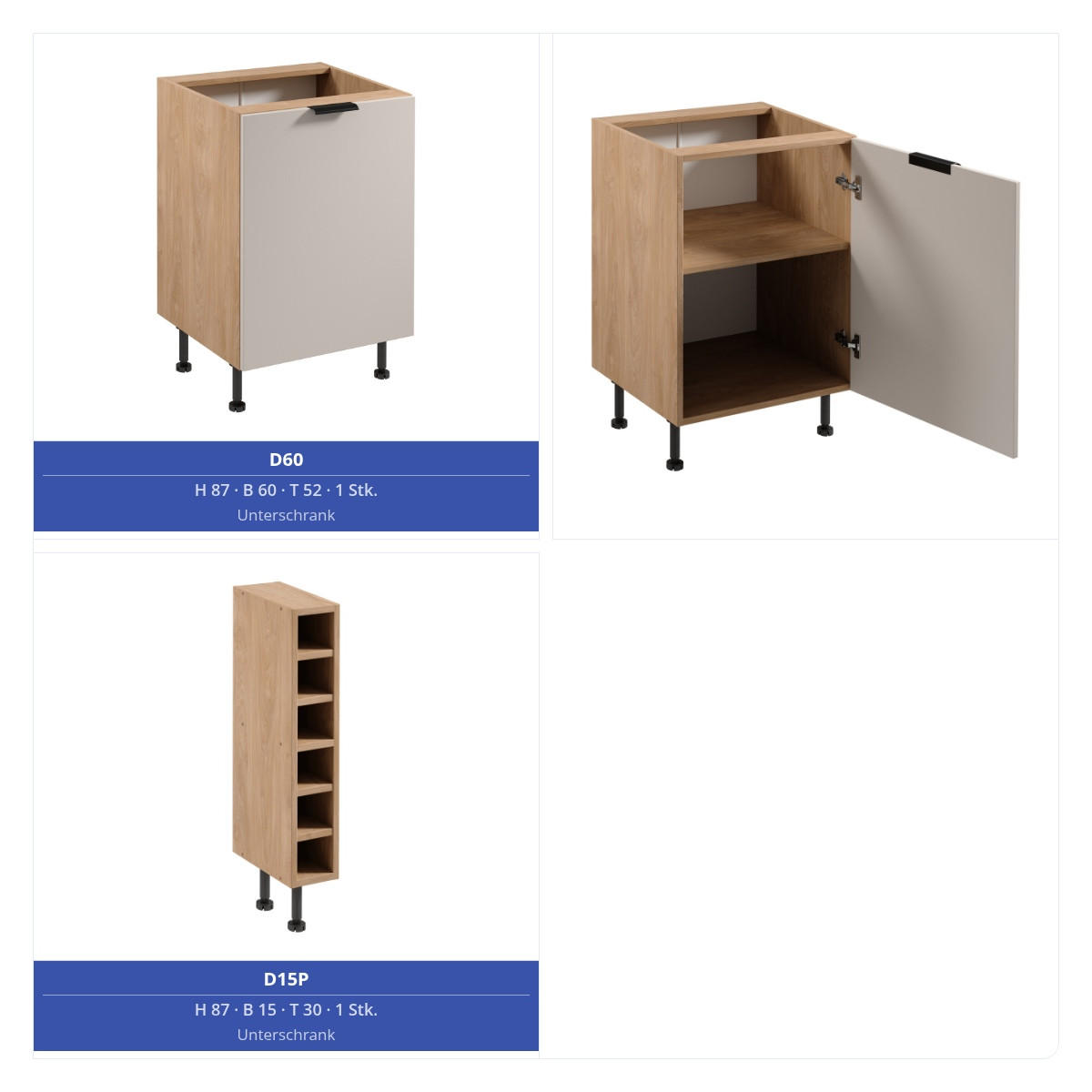 KÜCHENZEILE 315 x 180 cm - Sorento KS14-M315 - in Beige / Sonoma Eiche - Beige/Sonoma Eiche, Holz (495/247/58cm)