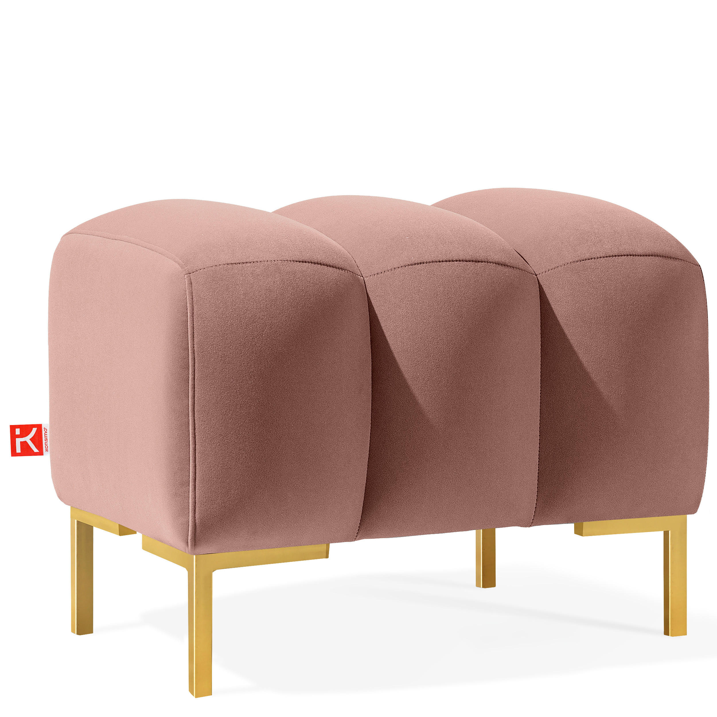 SITZHOCKER Polsterhocker PECCO, Veloursstoff - Goldfarben/Rosa, Holz/Textil (60/50/50cm) - KONSIMO®