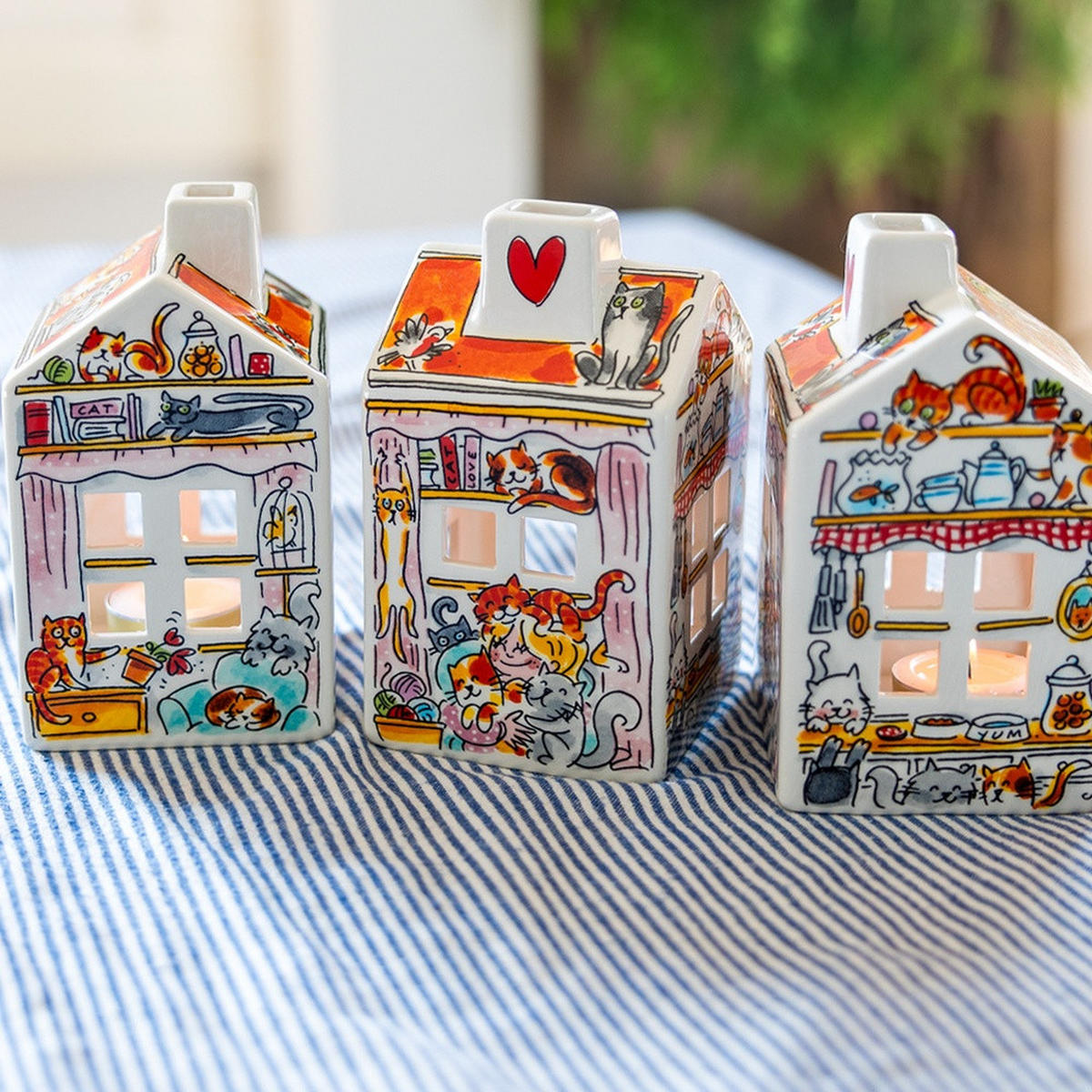 LICHTHAUS Katze in Bunt - 14,5cm - Multicolor, Keramik (8.5/14.5/8.3cm) - Blond Amsterdam