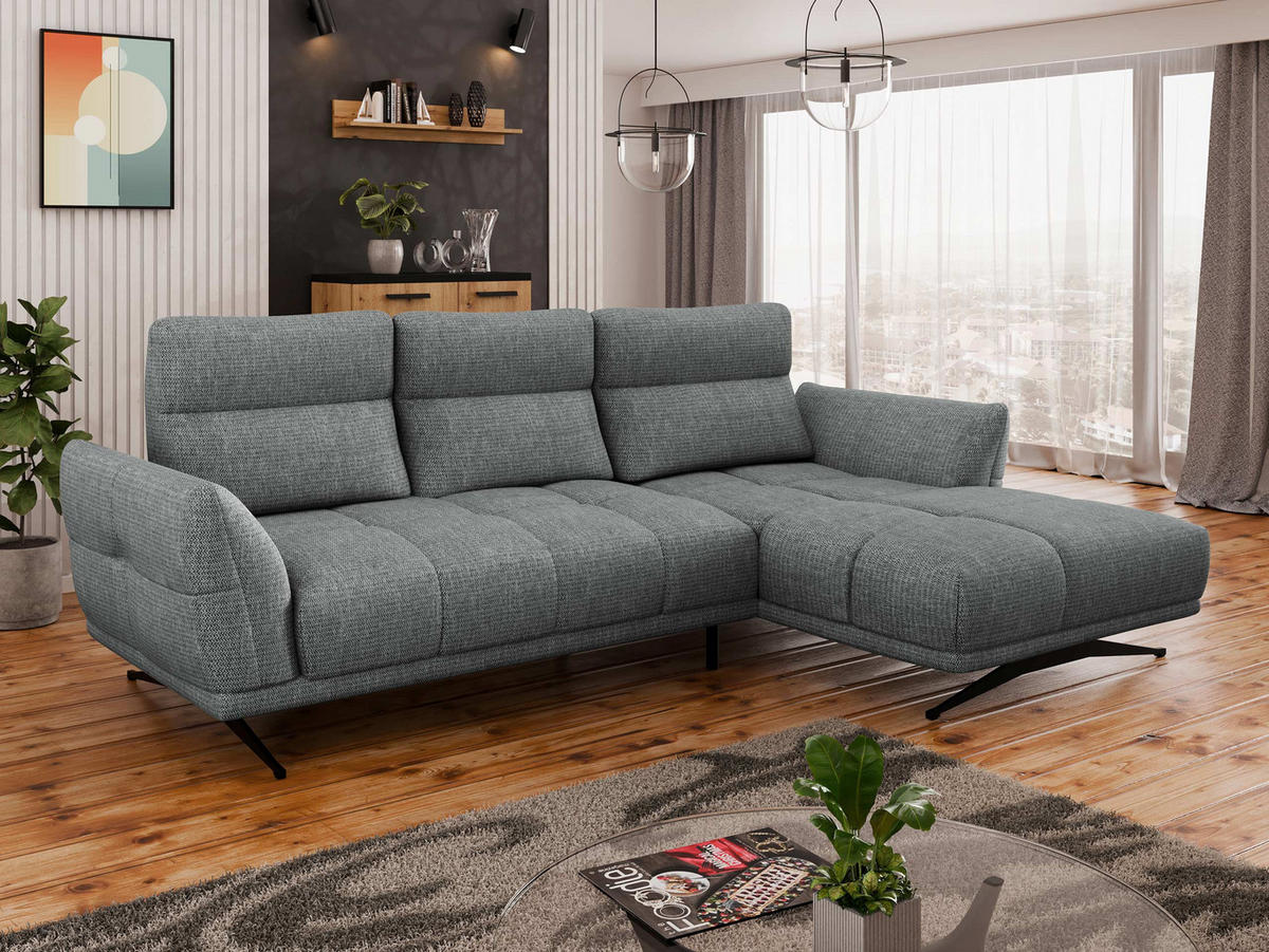 ECKSOFA Giovanni Z LCH, Seite: Rechts 2R-LC - Schwarz/Grau, Holz/Textil (298/195cm) - MIRJAN24