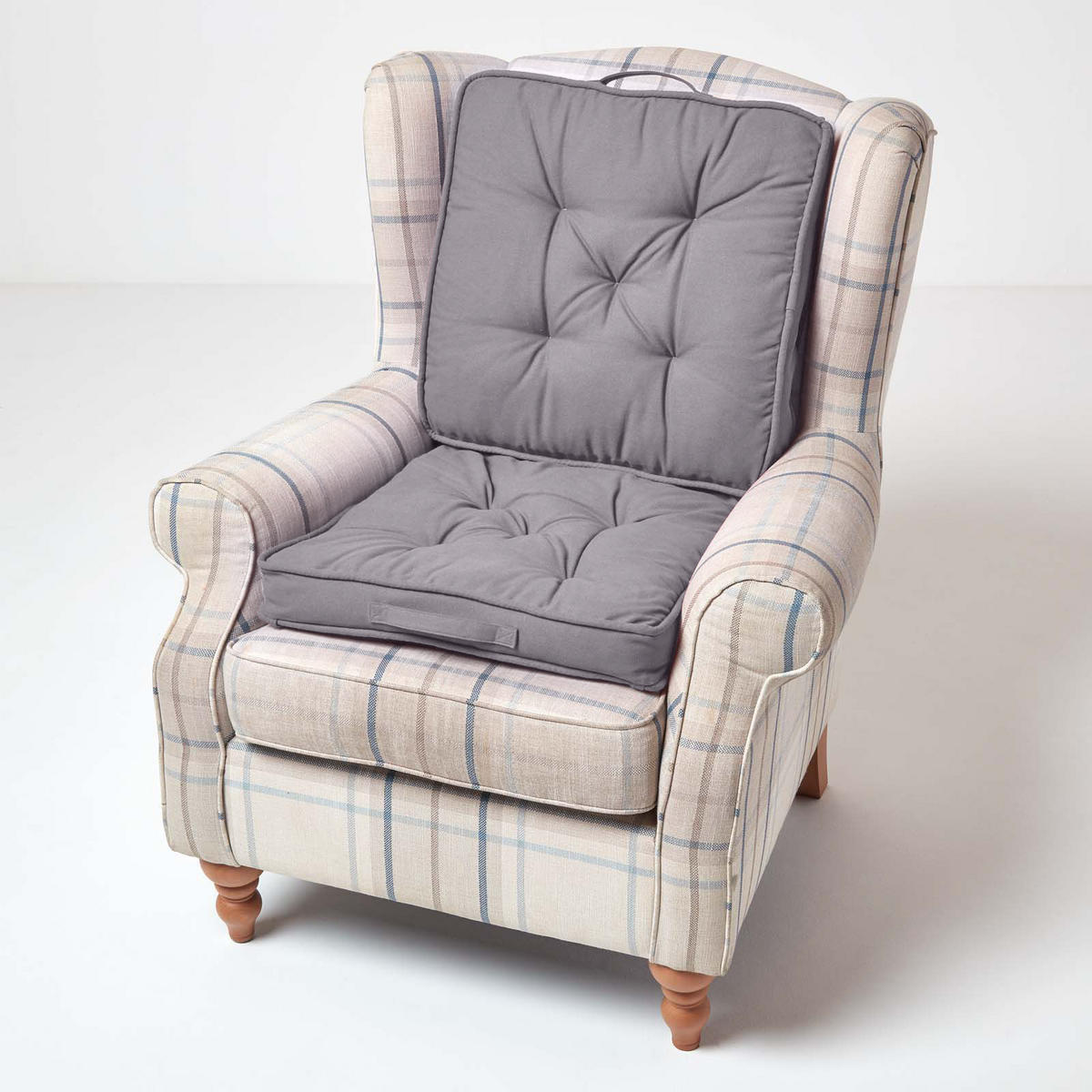 REISEKISSEN dunkelgrau 50/50/10 cm – Klappkissen Baumwolle - Dunkelgrau, Textil (50/50/12cm) - Homescapes