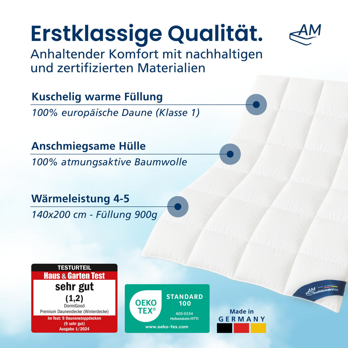 WINTER DAUNENDECKE 140/200 cm 2er Set - Weiß, Textil (140/200cm) - AM Qualitätsmatratzen