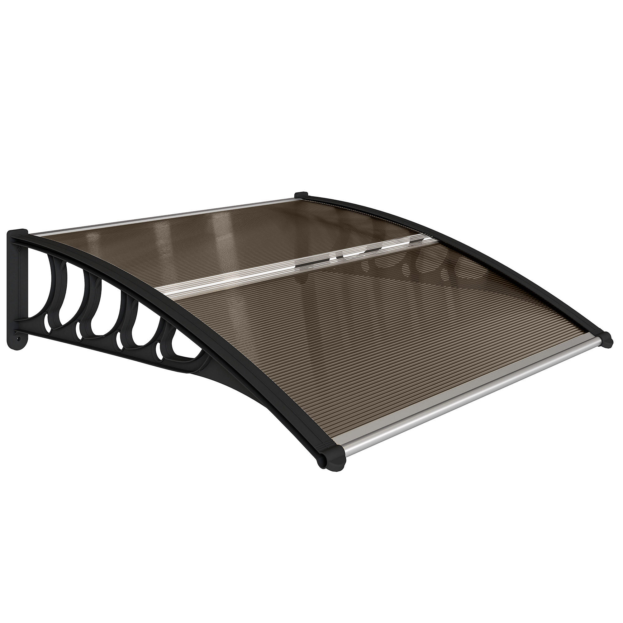 PULTVORDACH Vordach für Haustür 103x96,5x27cm mit UV Schutz für draußen Braun - Braun, Kunststoff (96.5/27/103cm) - Outsunny