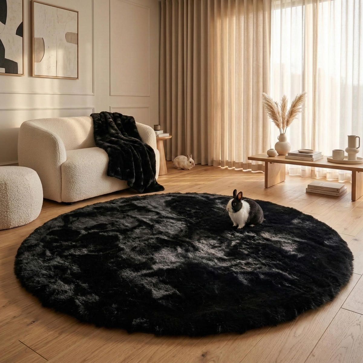 FELLTEPPICH CLOUD SUPER SOFT 120/120 cm Schwarz - Schwarz, Textil (120/120cm) - Consilio Concept