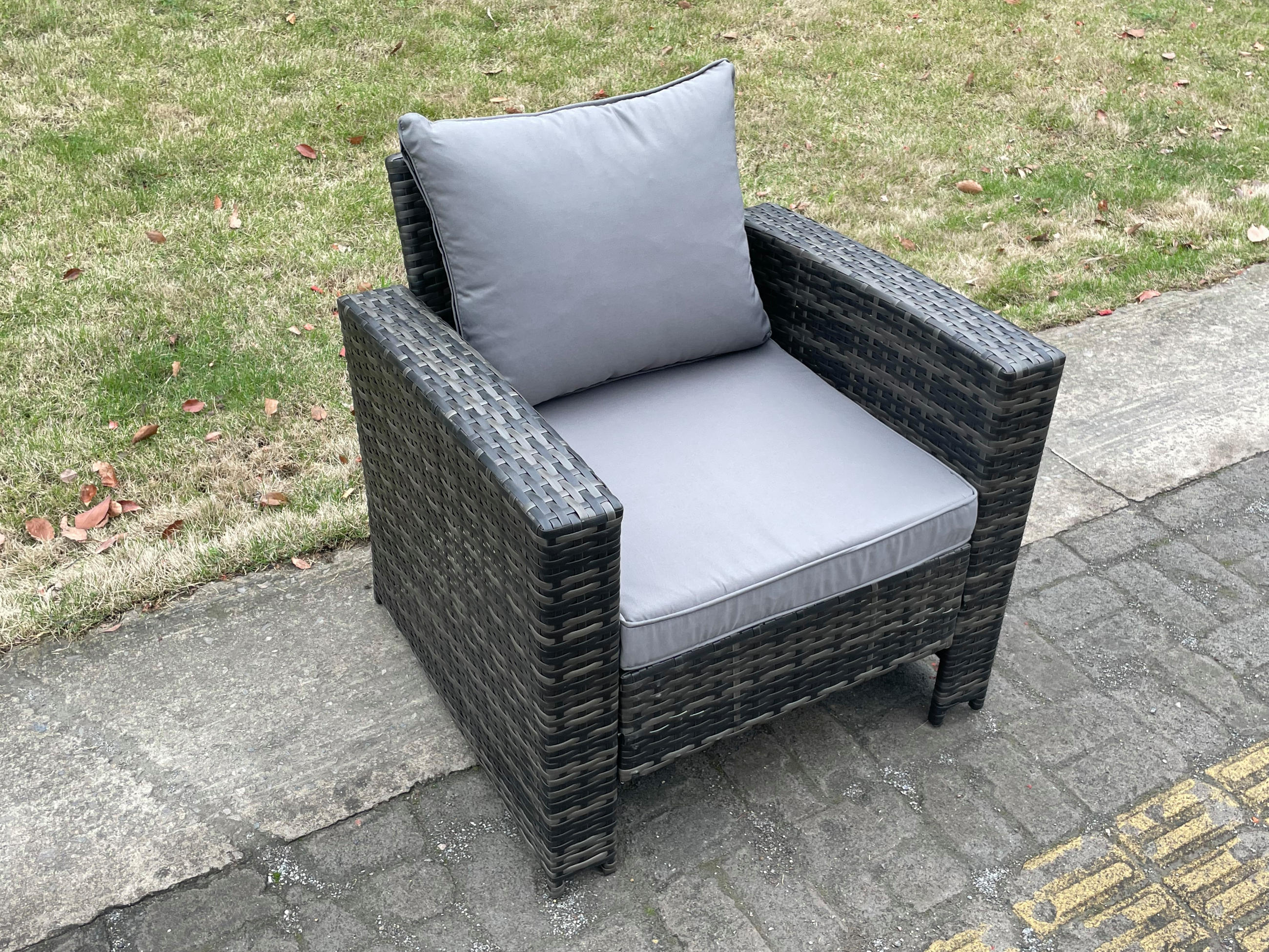 Thumbnail - Fimous Gartensofa, Dunkelgrau, Metall, 1-Sitzer, 72x70x69 cm, Loungemöbel, Lounge-Sessel