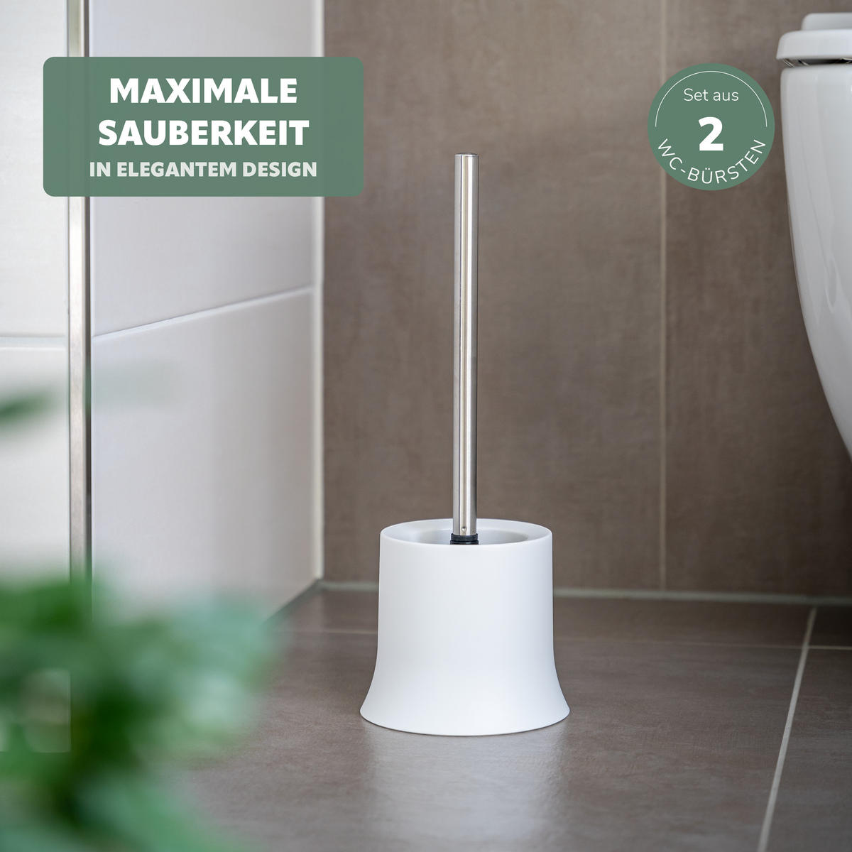 WC-BÜRSTE 2er Set, weiß - Weiß, Kunststoff (13.7/37.5/13.7cm) - bremermann