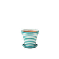 BLUMENTOPF GRANADA STRIPES - Töpferei - Aqua - M - Ø 27 cm - Multicolor, Keramik (27/25cm) - J-Line