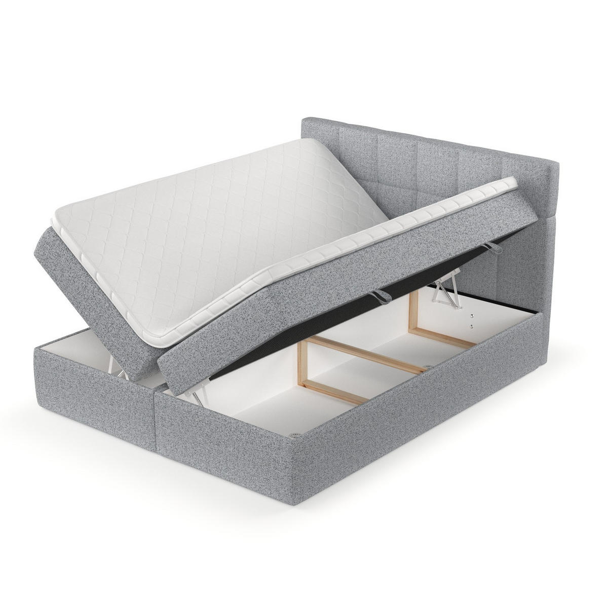 POSTEL BOXSPRING VARENO 200/200 Šedá - šedá/černá, kov/dřevo (200/200cm) - AltaBeds