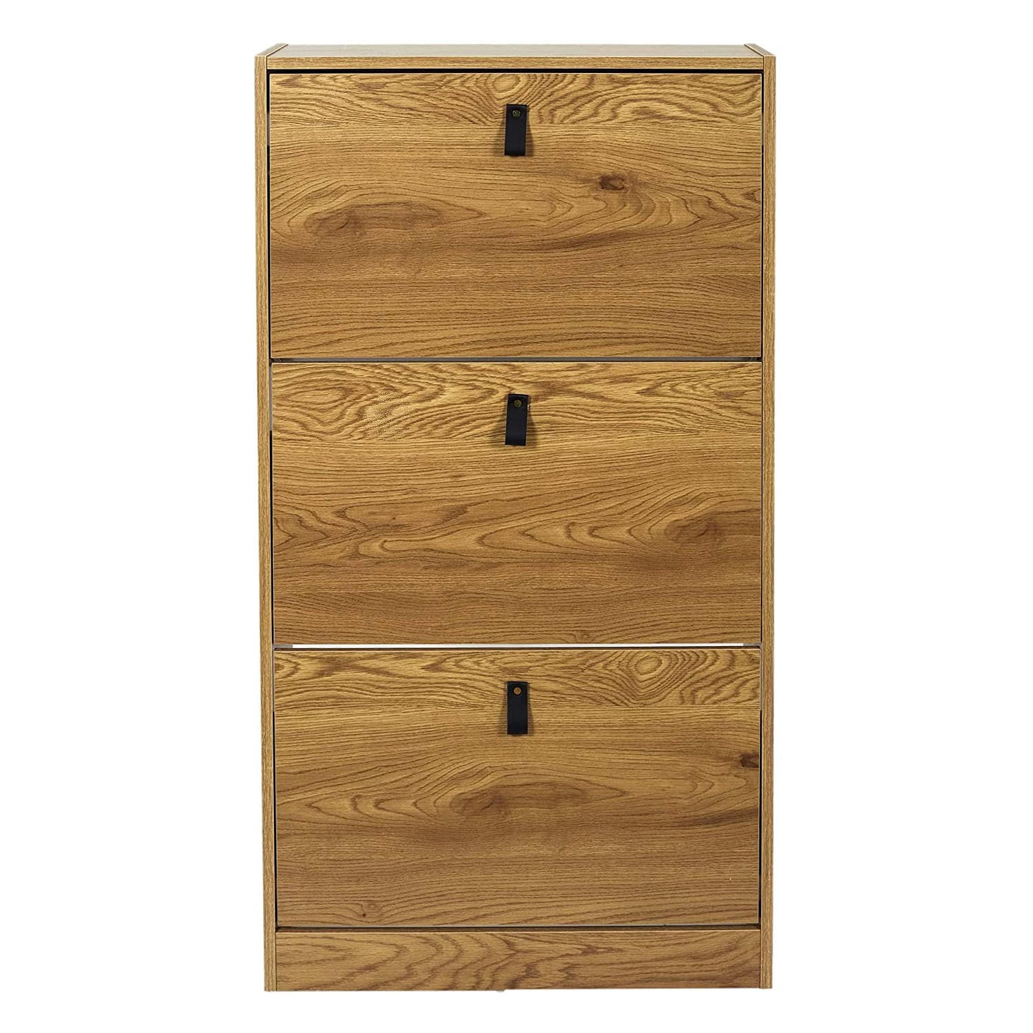 SCHUHSCHRANK mit 3 klappbaren Schubladen - L63cm - Eichefarben, Holzwerkstoff (24/117/63cm) - Calicosy