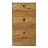 SCHUHSCHRANK mit 3 klappbaren Schubladen - L63cm - Eichefarben, Holzwerkstoff (24/117/63cm) - Calicosy