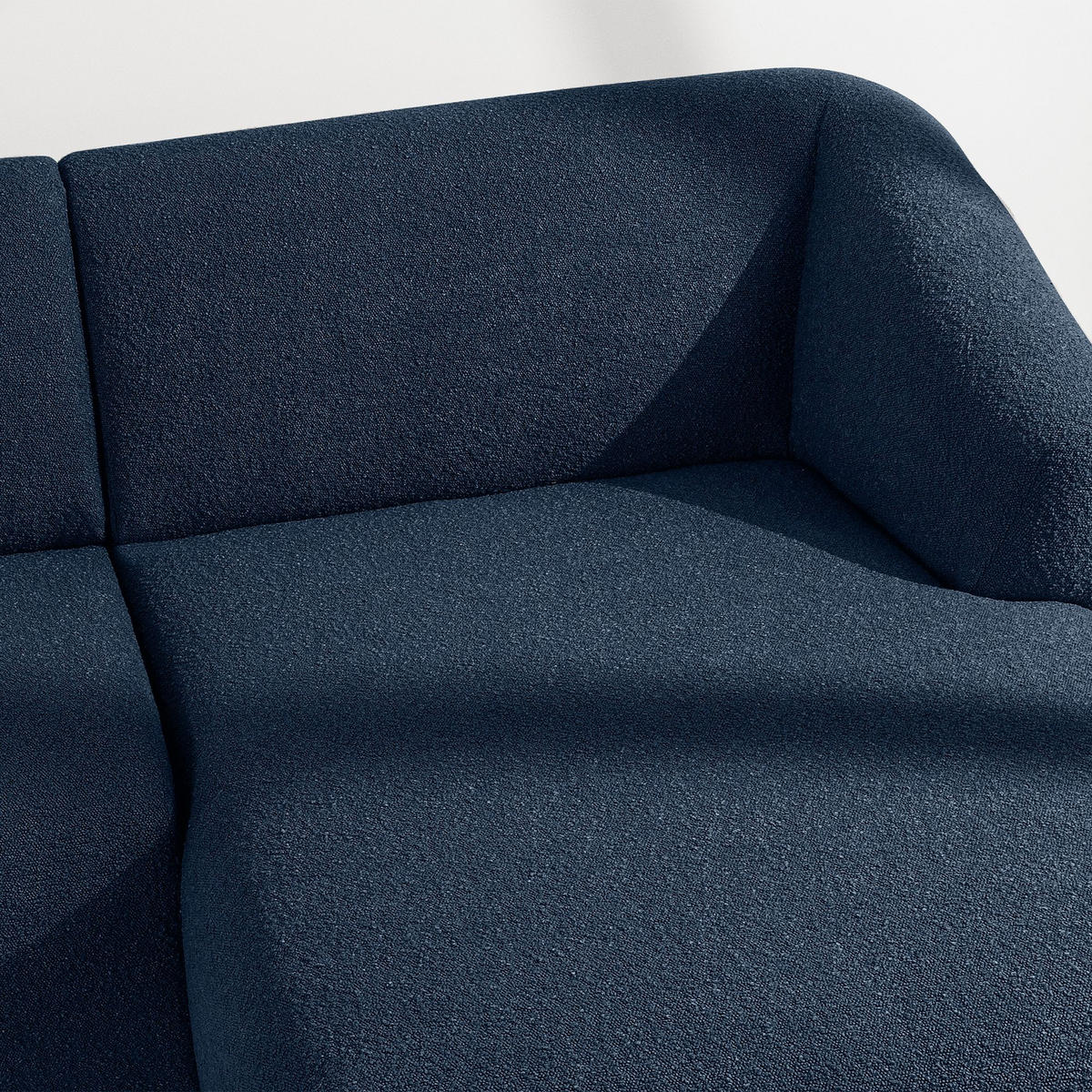 ECKSOFA RECHTS VIRA, Marineblau, Bouclé - Schwarz/Dunkelblau, Holz/Holzwerkstoff (300/160cm) - KONSIMO®