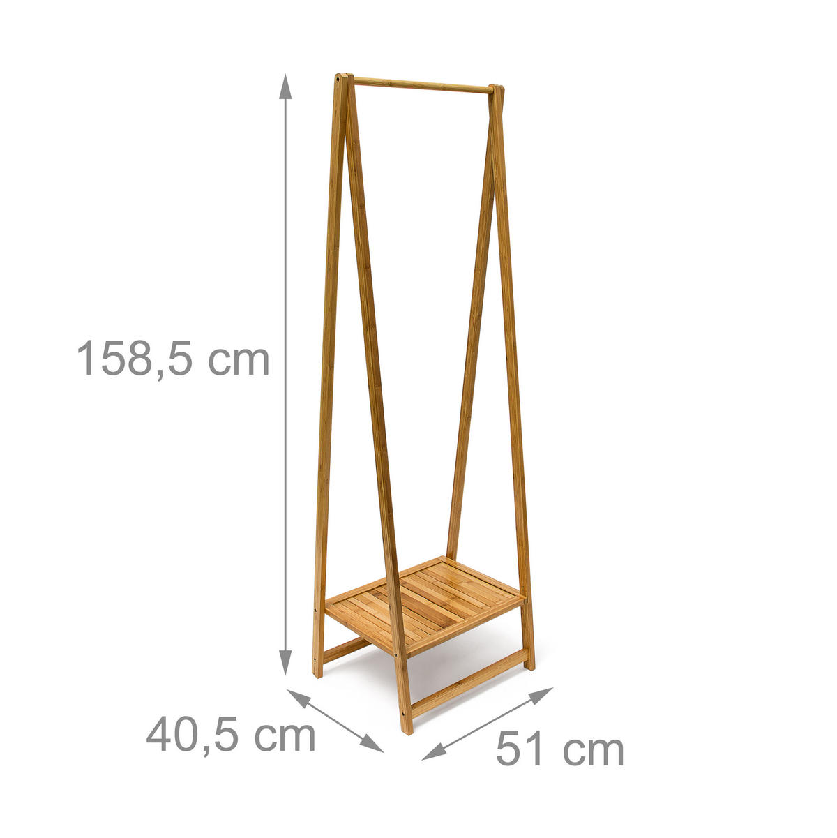 KLEIDERSTÄNDER - Hellbraun, Holz (51/158.5/40.5cm) - Relaxdays