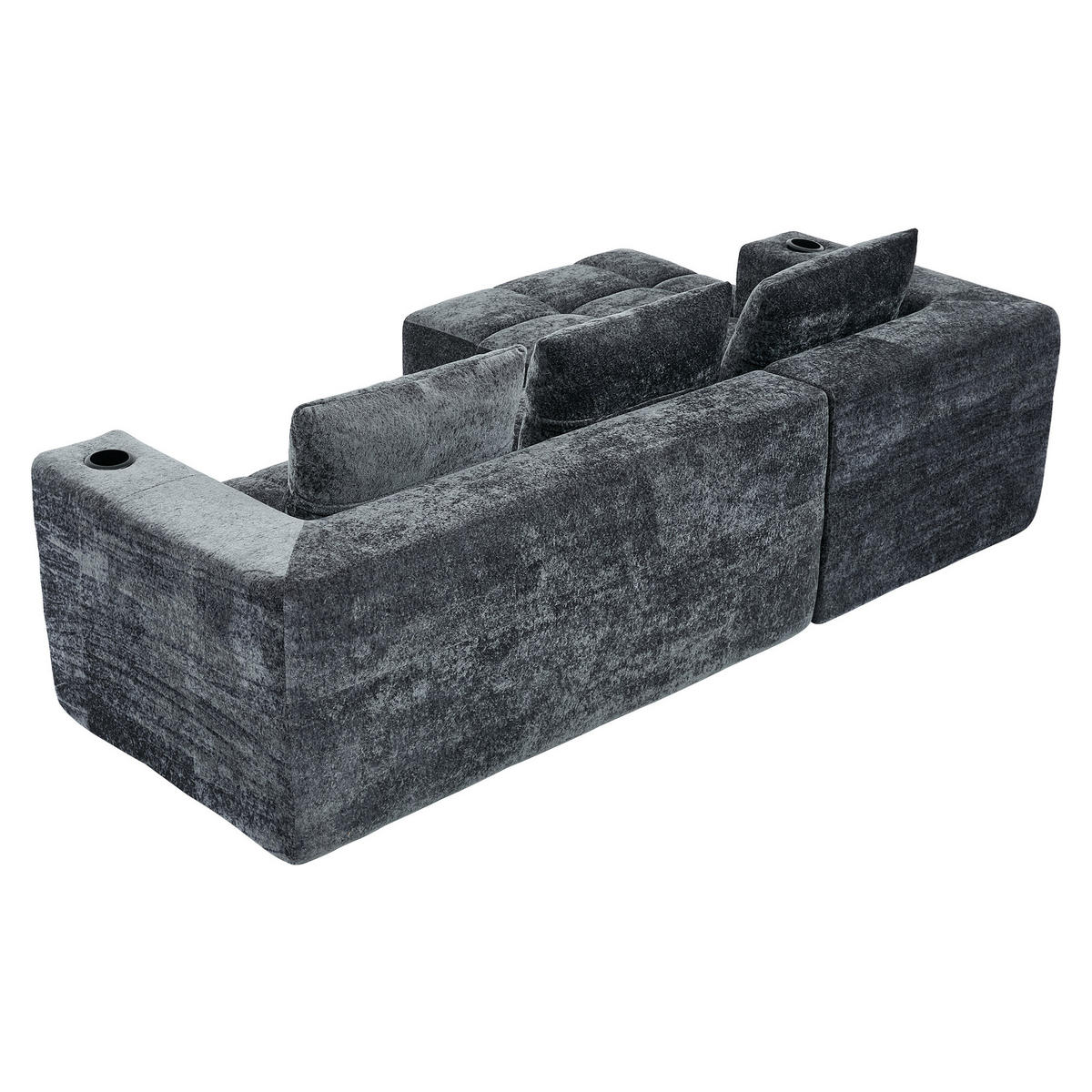 ECKSOFA 255/161/64 cm Grau mit Getränkehalter - Grau, Textil (258/163cm) - Oxeza