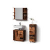 BADMÖBEL-SET Eisak Eiche rustikal 3 Teile, mit Midischrank - Wildeiche, Holzwerkstoff (60/60/33cm) - Livinity®