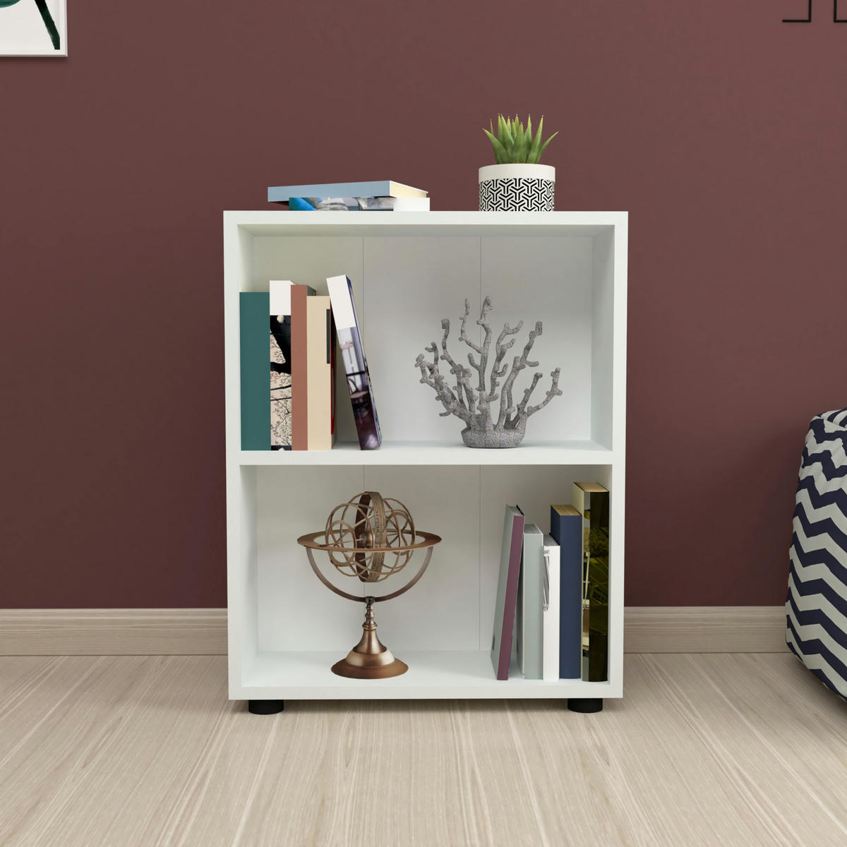 BÜCHERREGAL Vara - Weiß, Holzwerkstoff (55/72/20cm) - [en.casa]