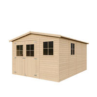 HOLZ-GARTHENHAUS MIT IMPRÄGNIERTEM BODEN - H226x418x320 cm/12 m² - M336+336G - Beige, Holz (324/232/395cm) - Timbela