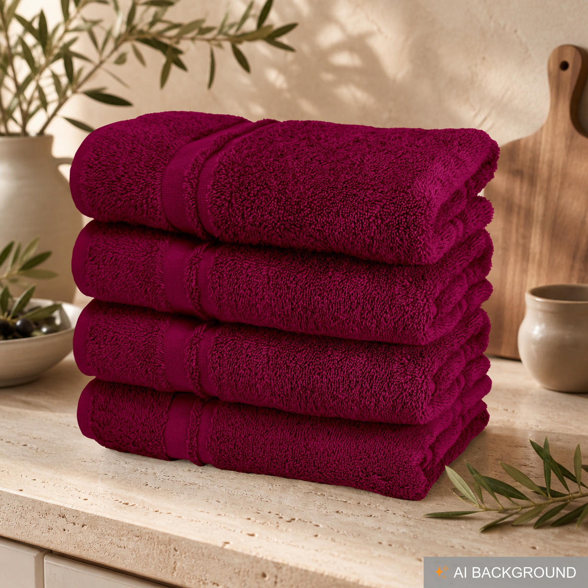 FROTTEE Küchenhandtücher 50x50 cm, 4er Set, Kirschrot - Kirschrot, Textil (50/50cm) - Lashuma