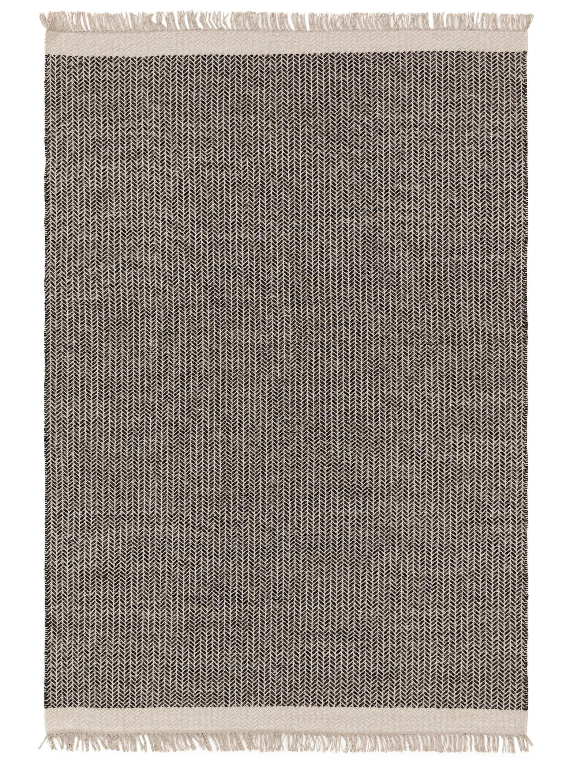 WOLLTEPPICH Kim Schwarz/Weiß 160x230 cm - Schwarz, Textil (160/230cm) - benuta Pure