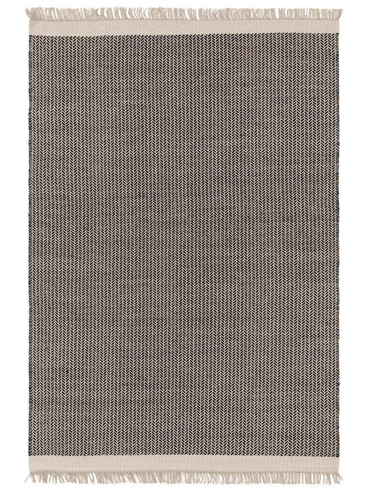 WOLLTEPPICH Kim Schwarz/Weiß 80x120 cm - Schwarz, Textil (80/120cm) - benuta Pure