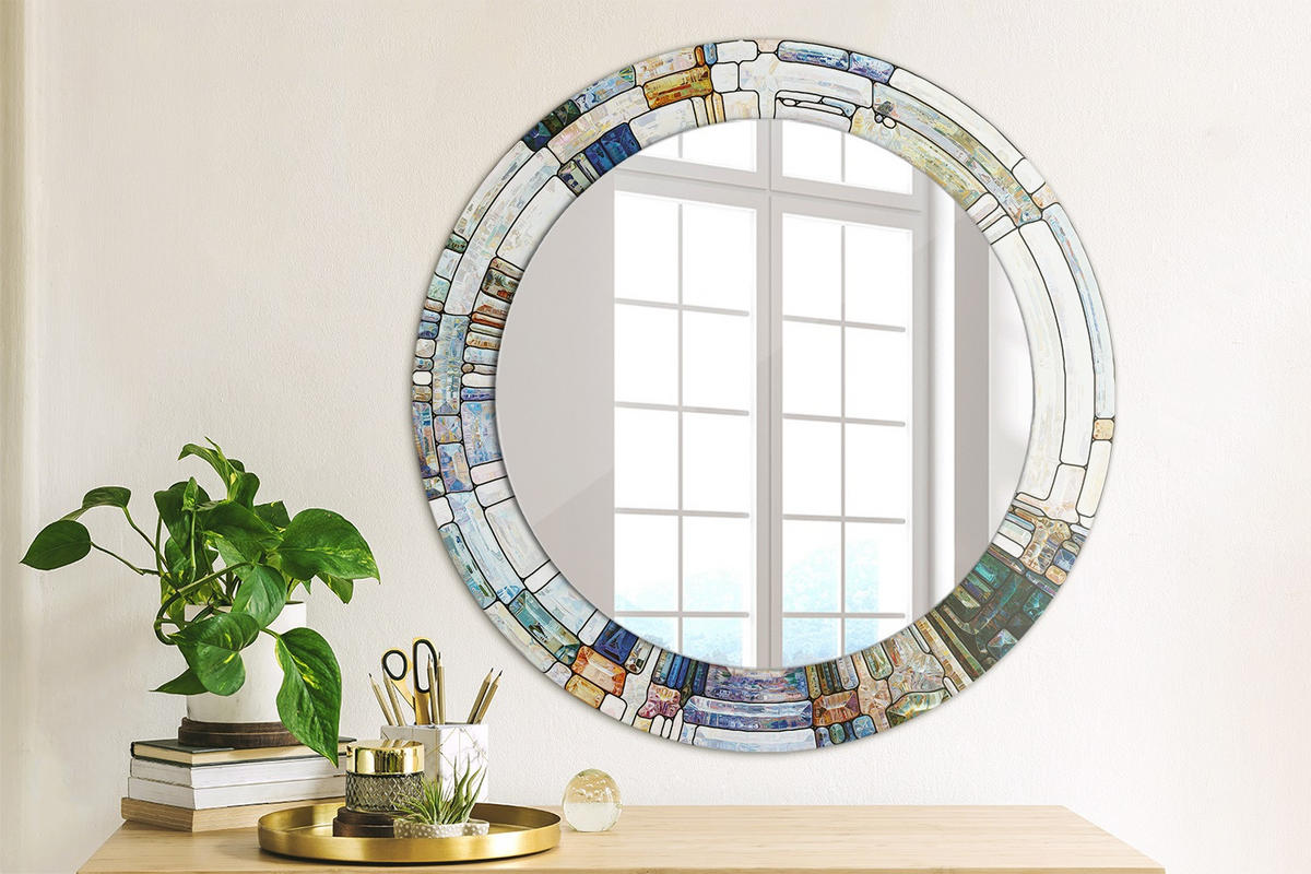 SPIEGEL Ø60 cm Rund mit Aufdruck - Perlmutt, Glas (60/60/0.4cm) - TULUP
