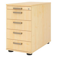 STANDCONTAINER - mit 4 Schubladen 80/42,8/72 cm in Ahornfarben Streifengriff (Kunststoff) - Ahornfarben, Holzwerkstoff (42.8/72/80cm) - bümö