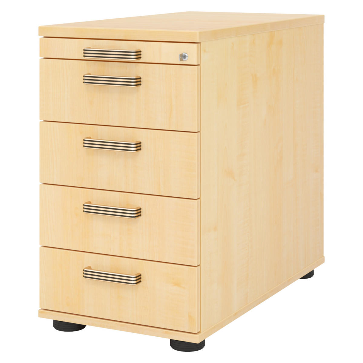 STANDCONTAINER - mit 4 Schubladen 80/42,8/72 cm in Ahornfarben Streifengriff (Kunststoff) - Ahornfarben, Holzwerkstoff (42.8/72/80cm) - bümö
