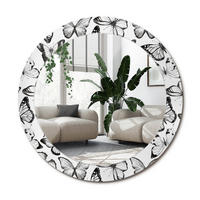 SPIEGEL Rund Ø 70 cm mit Aufdruck - Schwarz, Glas (70/70/0.4cm) - Wallfluent