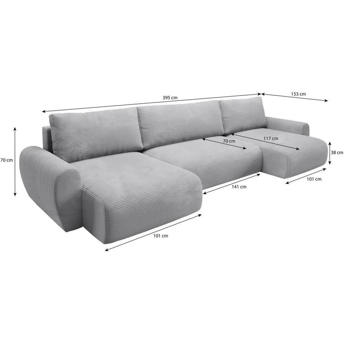 WOHNLANDSCHAFT mit Schlaffunktion Poss U cappuccino - Cappuccino, Textil (395/70/153cm) - Beautysofa