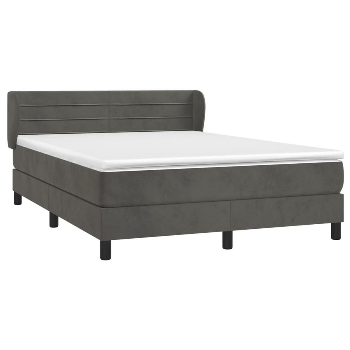 BOXBETT Mit Matratze Dunkelgrau 180/200 Cm Samt - Weiß, Textil (180/200cm) - vidaXL