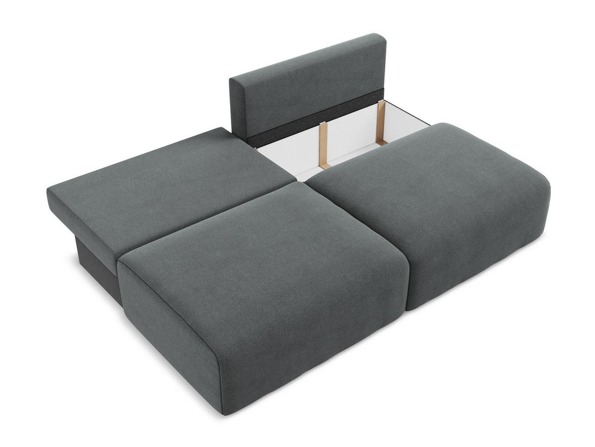 3-SITZER SOFA mit Schlaffunktion Strukturstoff Stoff Grau - Schwarz/Grau, Kunststoff/Textil (216/79/102cm) - Makamii