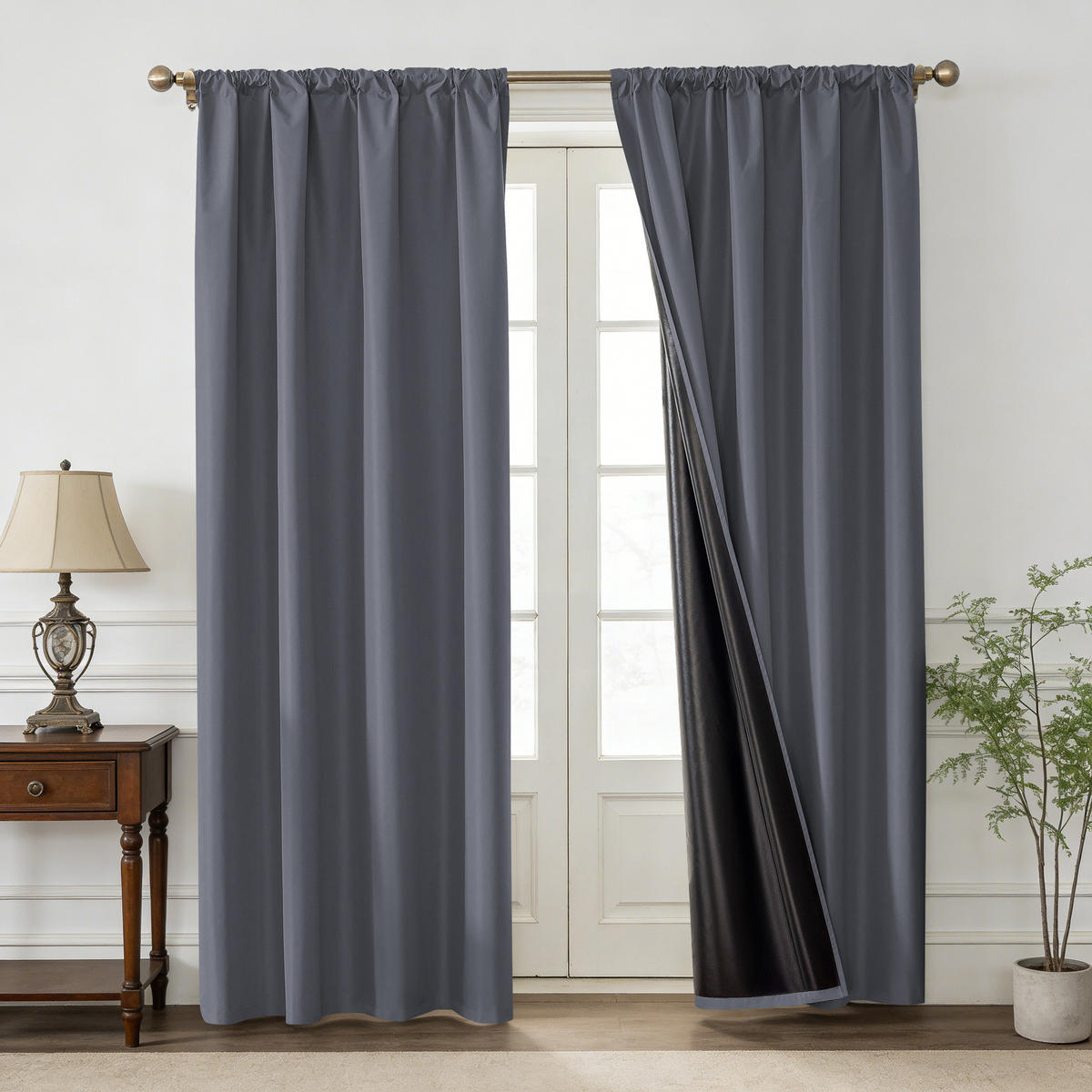 VORHÄNGE – Verdunkelnd & atmungsaktiv – Dunkelgrau – 132 x 213 cm – 2 Schals - Grau, Textil (213/1/132cm)