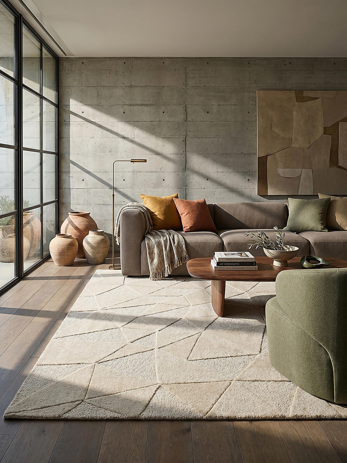 WOLLTEPPICH DEBEN, geometrisch, Natur, 200 x 290 cm - Beige, Textil (200/290cm) - KADIMA DESIGN