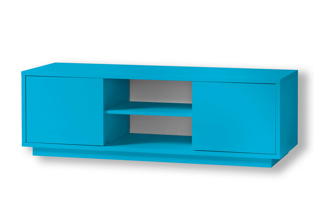 TV-LOWBOARD Eyecatcher farbige HiFi-Kommode mit zwei Türen und zwei Fächern - Türkis, Holzwerkstoff (140/45/38cm) - Aileenstore